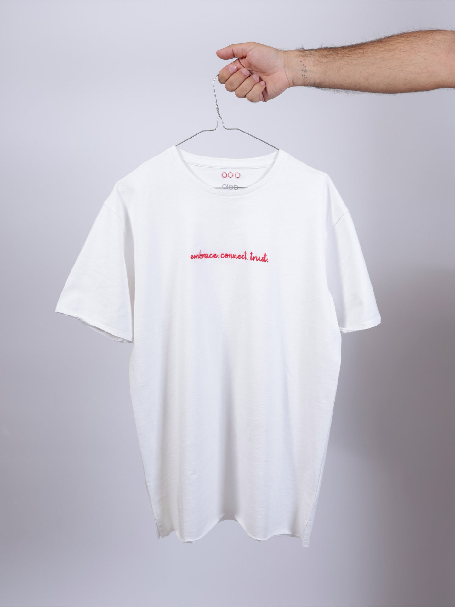 White T-Shirt- Embrace. Connect. Trust.